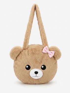 Hot Topic Kawaii Plush Teddy Bear Tote Bag Pink Bow Y2K Coquette Soft Girl OS